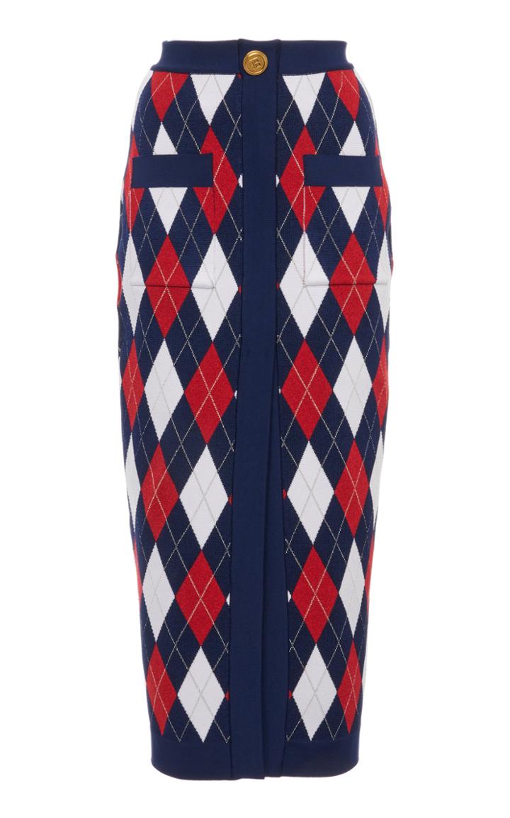Moda Operandi Balmain Color-block Jacquard Skirt