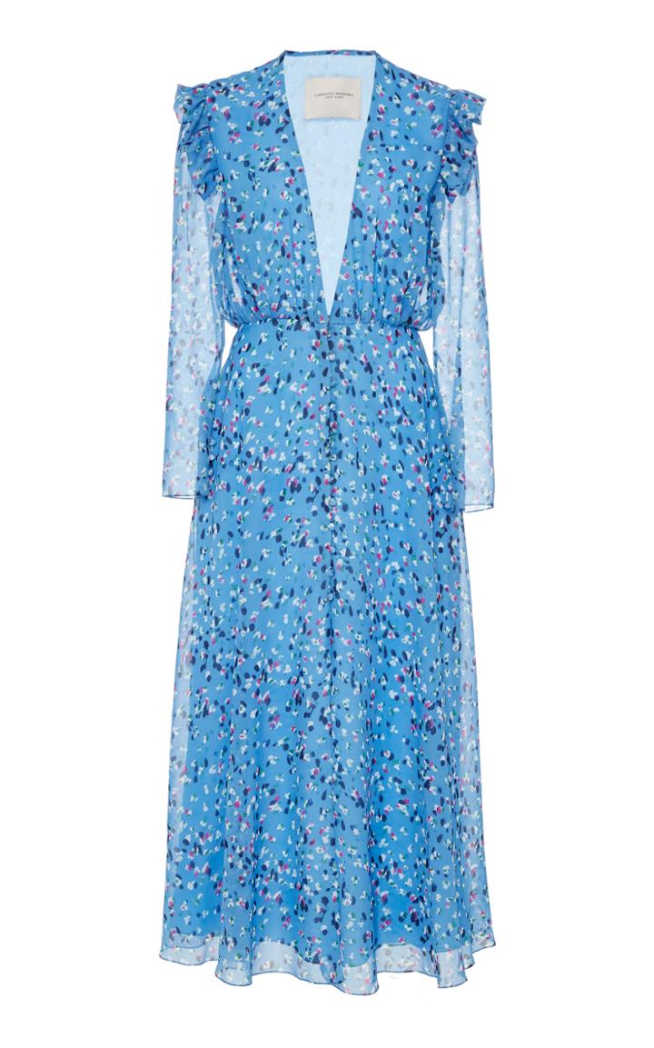 Carolina Herrera Brush Stroke Button Dress
