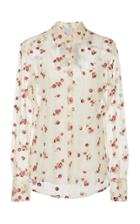 Luisa Beccaria Sheer Floral Embroidered Sheer Blouse