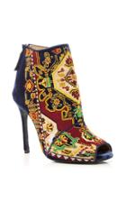 Louis Leeman Embroidered Peep Toe Bootie