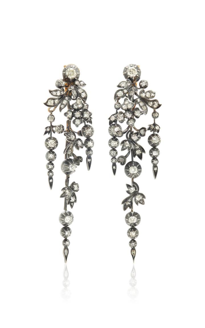 Moda Operandi Stephen Russell One Of A Kind 18k Gold Silver & Diamond Floral Brooch