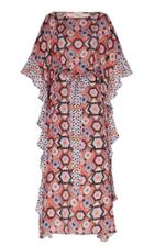 Moda Operandi Temperley London Printed Silk Ruffled Caftan Dress Size: 6