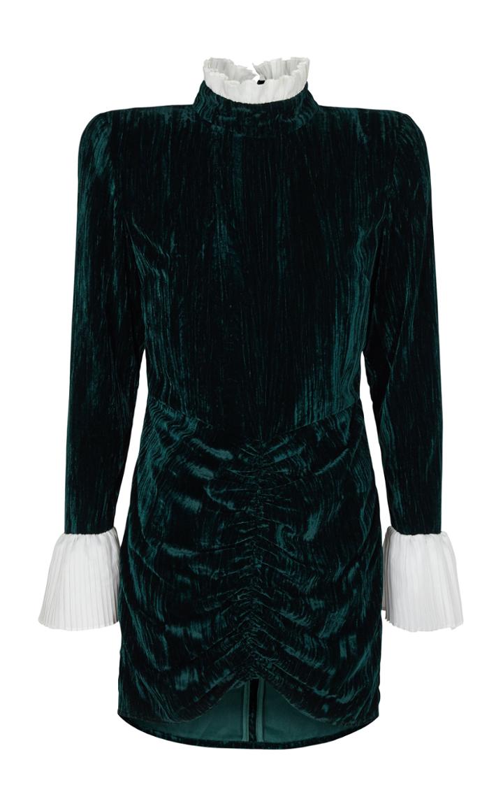 Rotate Miki Ruched Velvet Mini Dress