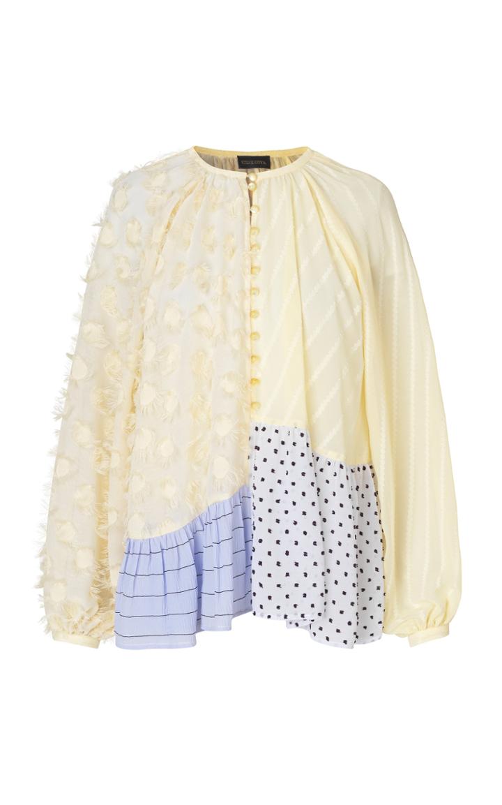 Stine Goya Xavi Daffodil Patchwork Silk-blend Top