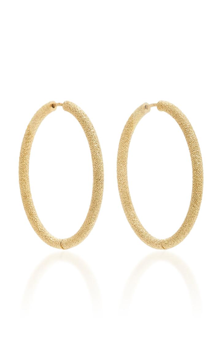 Carolina Bucci Florentine Finish Large Oval Thick Hoop Earrings