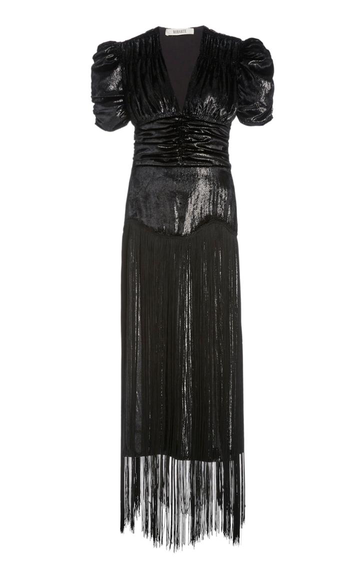 Moda Operandi Rodarte Fringed Metallic Velvet Midi Dress