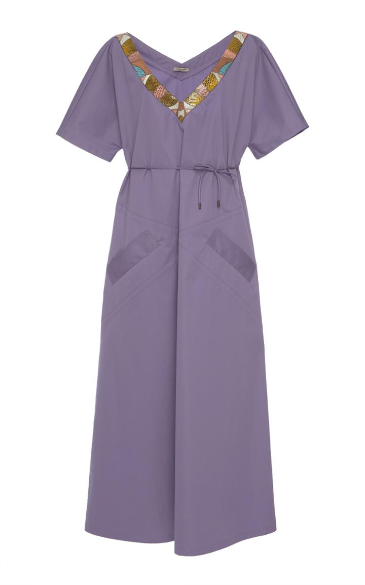 Bottega Veneta Luxury Cotton And Ayers V Neck Dress