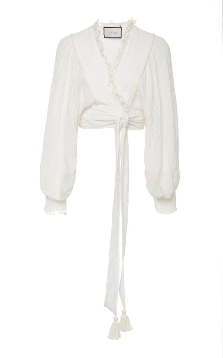 Alexis Elon Cropped Linen Wrap Top