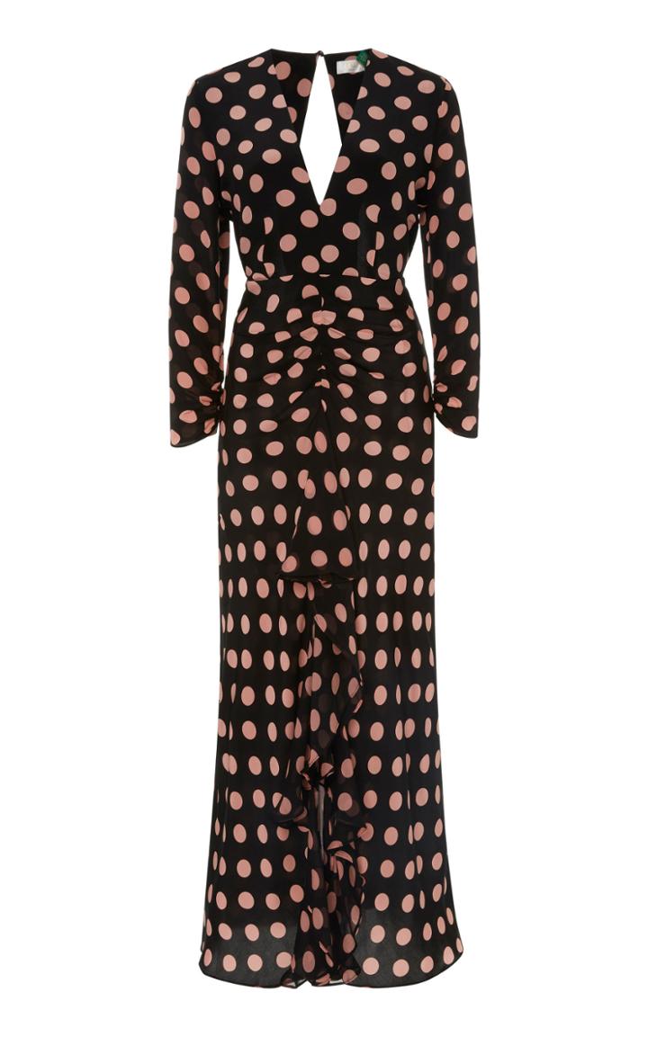 Rixo Rose Polk-dot Silk-chiffon Midi Dress