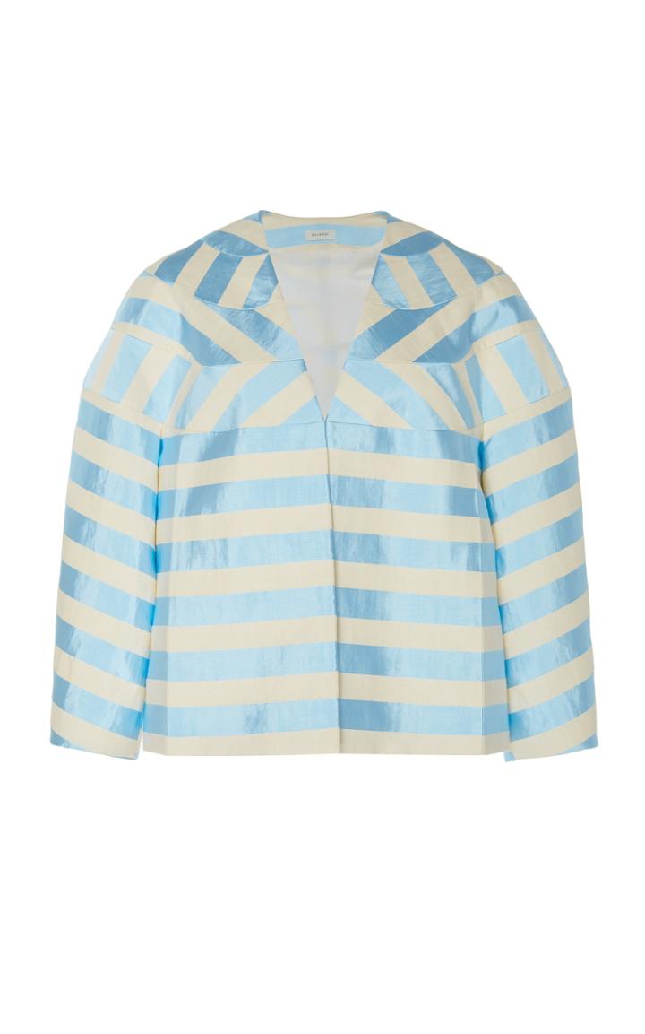 Delpozo Striped 3/4 Sleeve Jacket