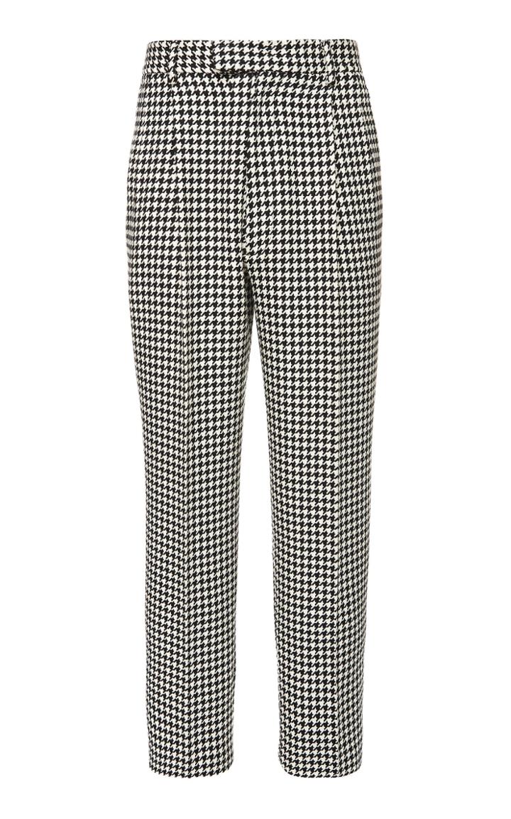 Alexander Mcqueen Houndstooth Pleated Wool Trouser Size: 46