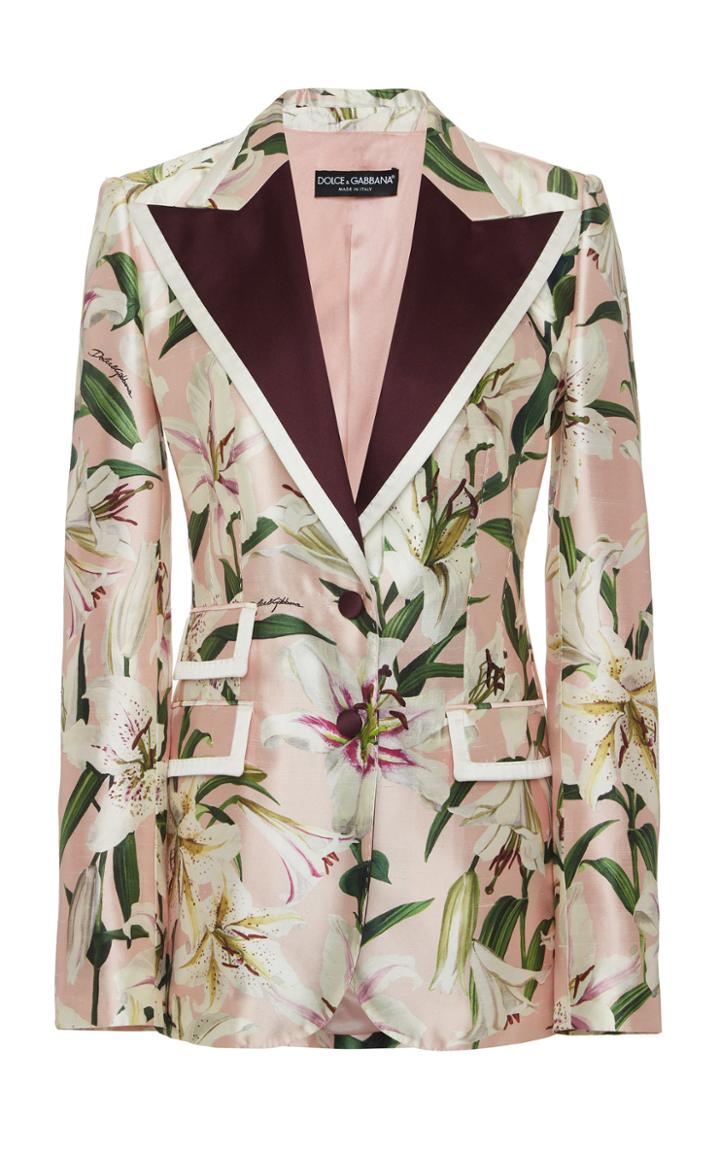 Dolce & Gabbana Floral-print Silk-blend Satin Blazer