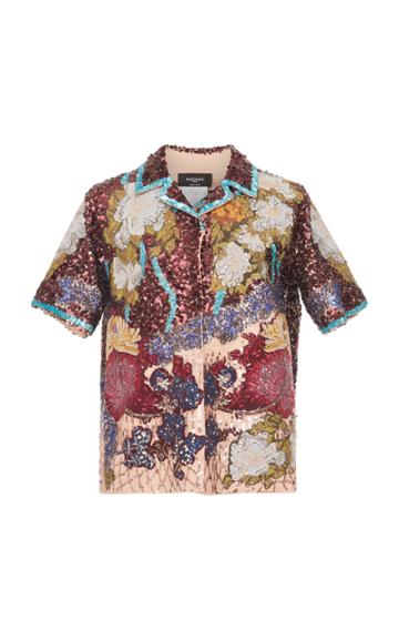 Rochas Full Embroidered Bowling Shirt