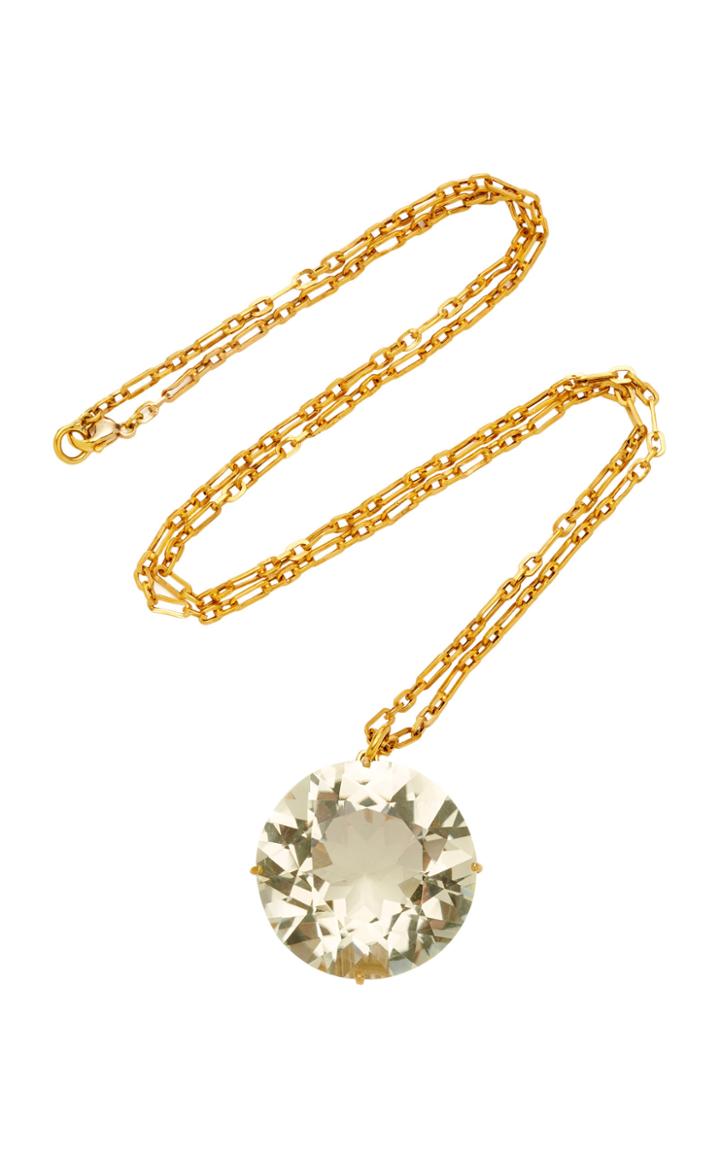 Renee Lewis One-of-a-kind Gold Antique Huge Citrine Necklace On Handmade Chain