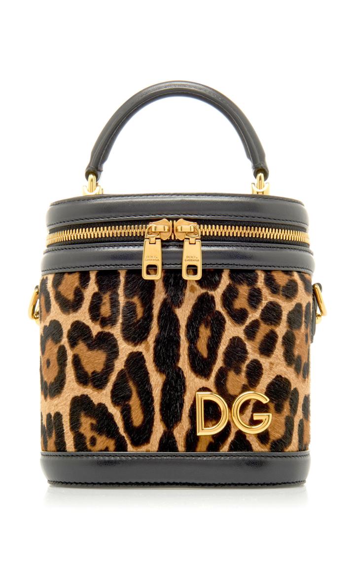 Dolce & Gabbana Leather-trimmed Leopard Print Bucket Bag