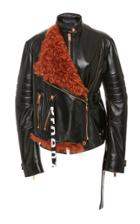 Proenza Schouler Shearling Trim Leather Biker Jacket