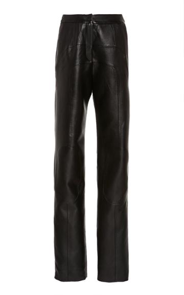 Matriel Black Faux Leather High Waist Pants With Zippers On Each Leg