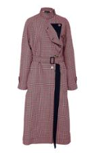 Cdric Charlier Oversized Belted Plaid Cotton Coat