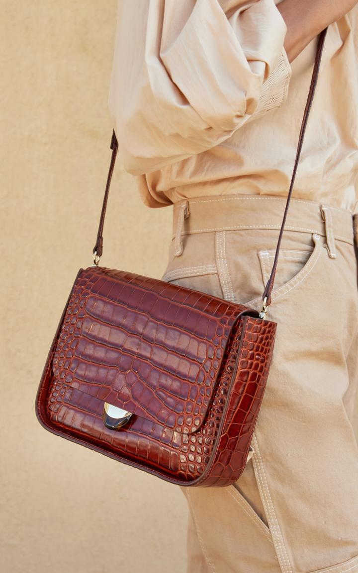 Moda Operandi Loeffler Randall Lourdes Turned Out Croc-effect Leather Shoulder Bag
