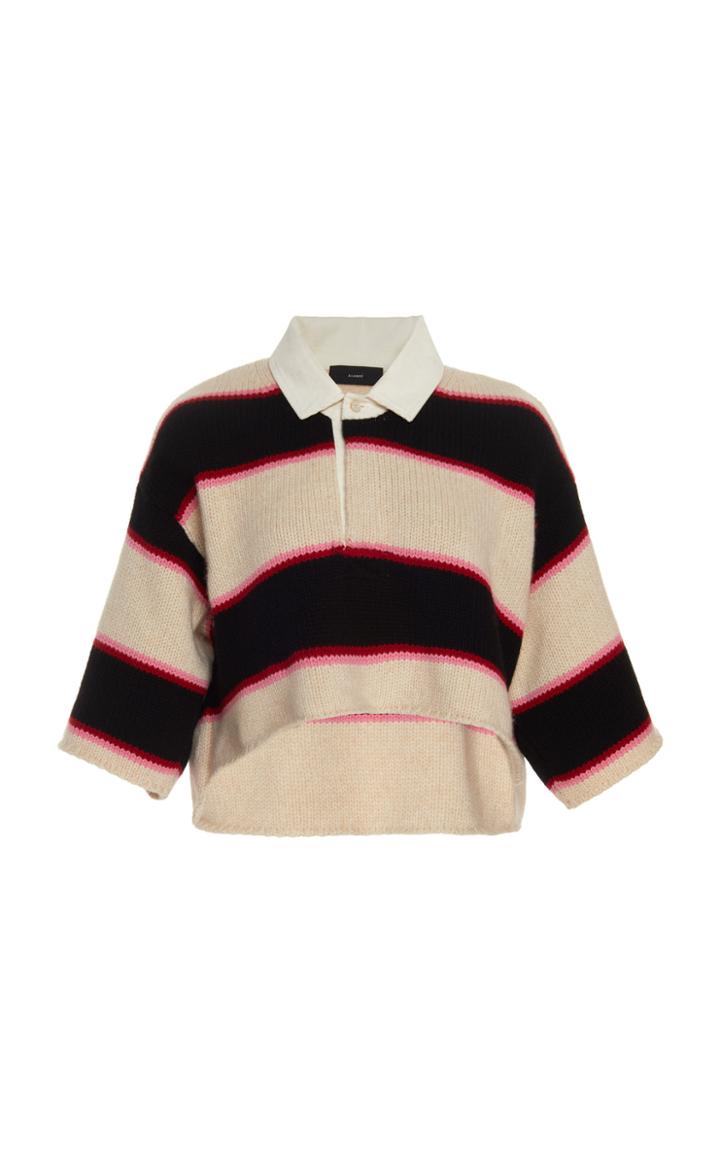 Alanui Cropped Striped Polo Sweater