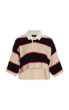 Alanui Cropped Striped Polo Sweater