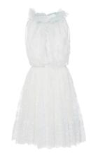 Monique Lhuillier Sleeveless Ruffled Neck Lace Dress