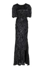 Saloni Annie Puffed-shoulder High-slit Maxi Dress