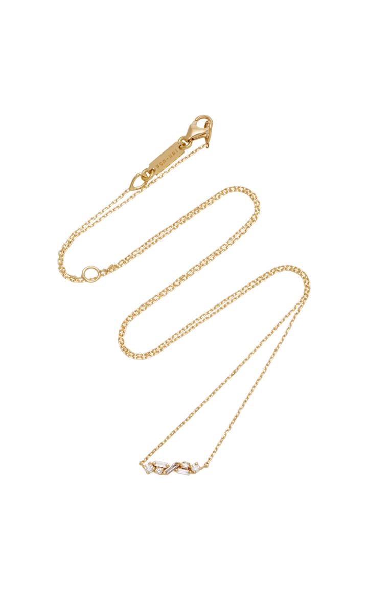 Suzanne Kalan Cluster Bar 18k Gold Diamond Necklace