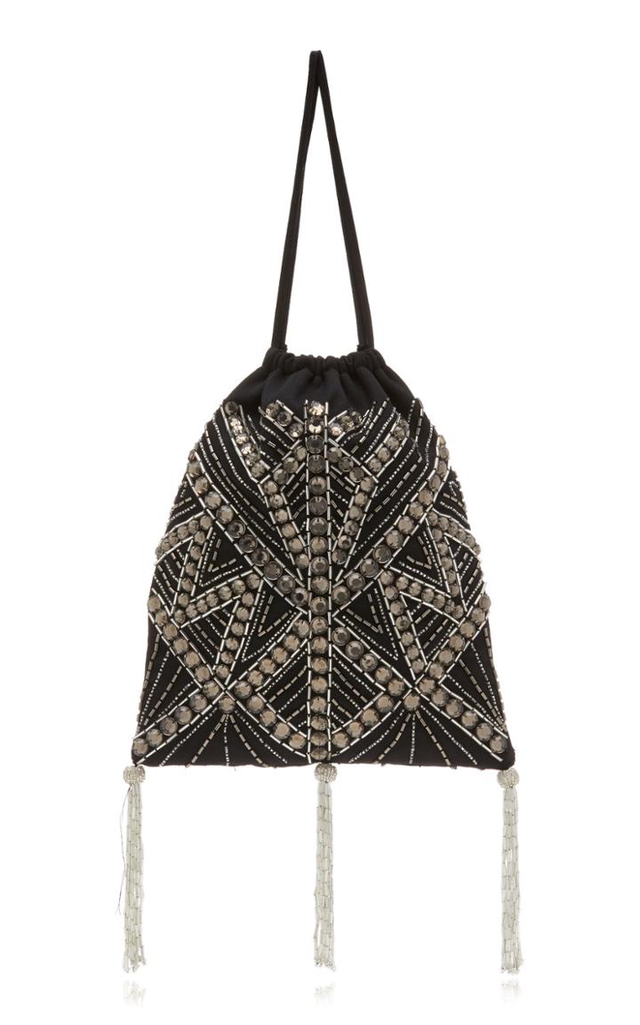 Attico All Over Deco Paillettes Wool Drape Pouch With Pendants