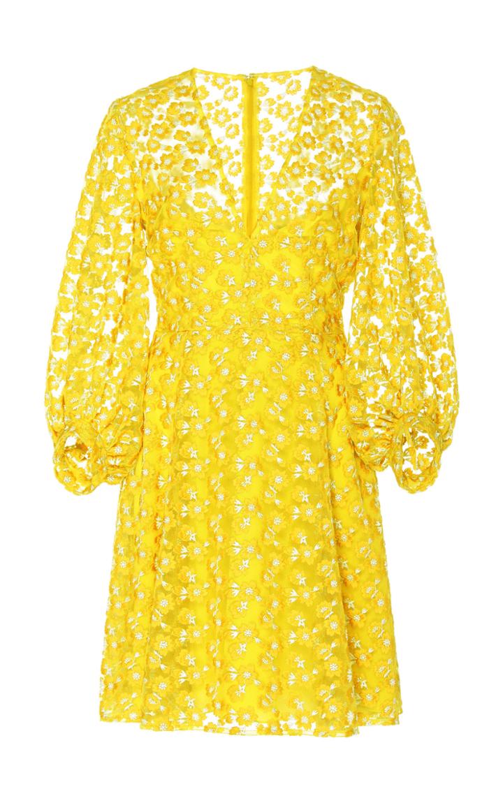 Moda Operandi Lela Rose Floral-embroidered Organza Mini Dress Size: 6