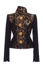 Dolce & Gabbana Mock Neck Leopard Structured Jacket