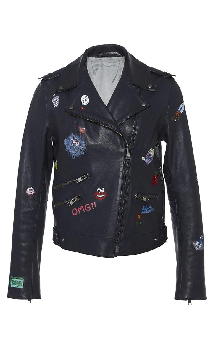 Mira Mikati Hand-painted Leather Jacket
