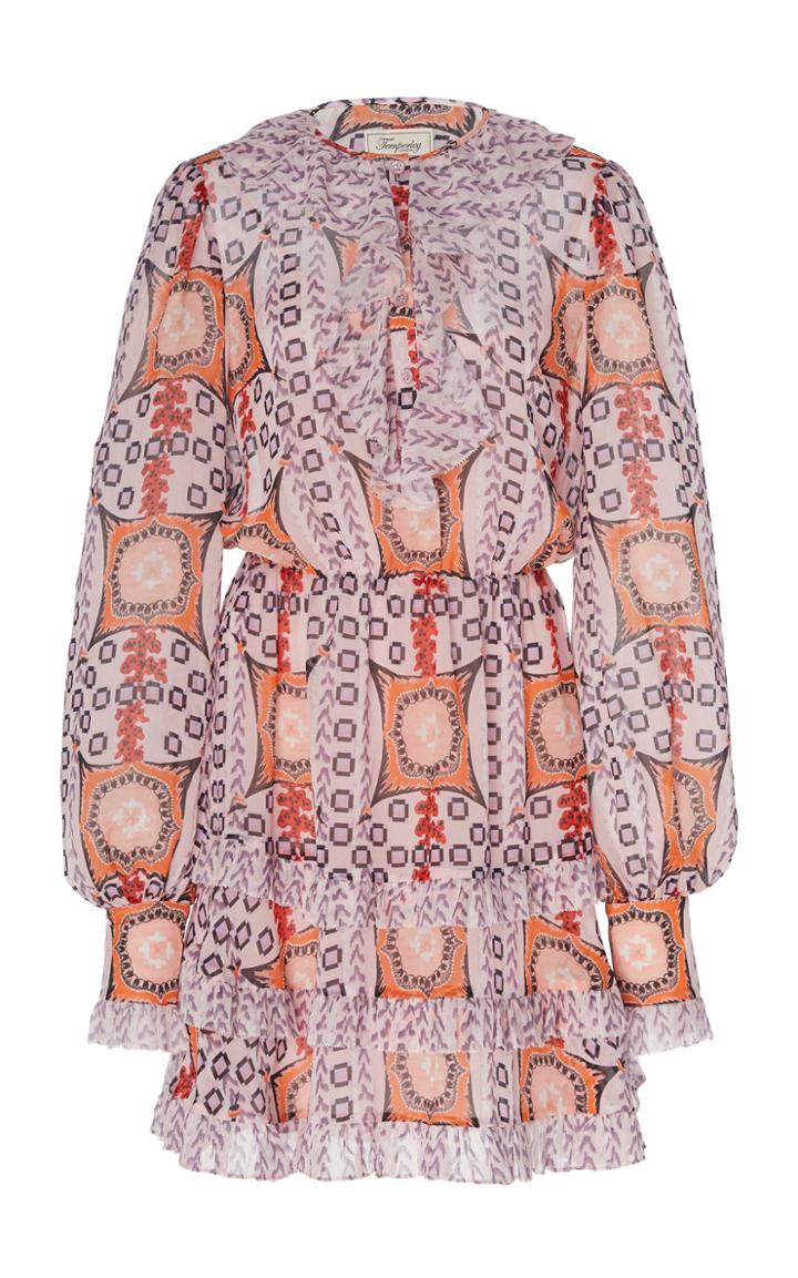Moda Operandi Temperley London Etoile Ruffled Printed Silk Midi Dress Size: 6