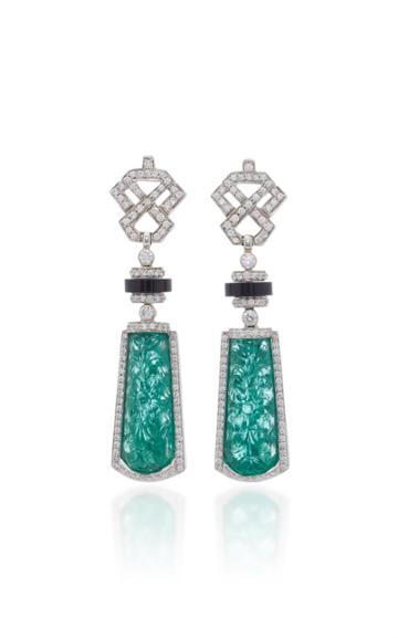 Goshwara Platinum Emerald And Diamond Earrings