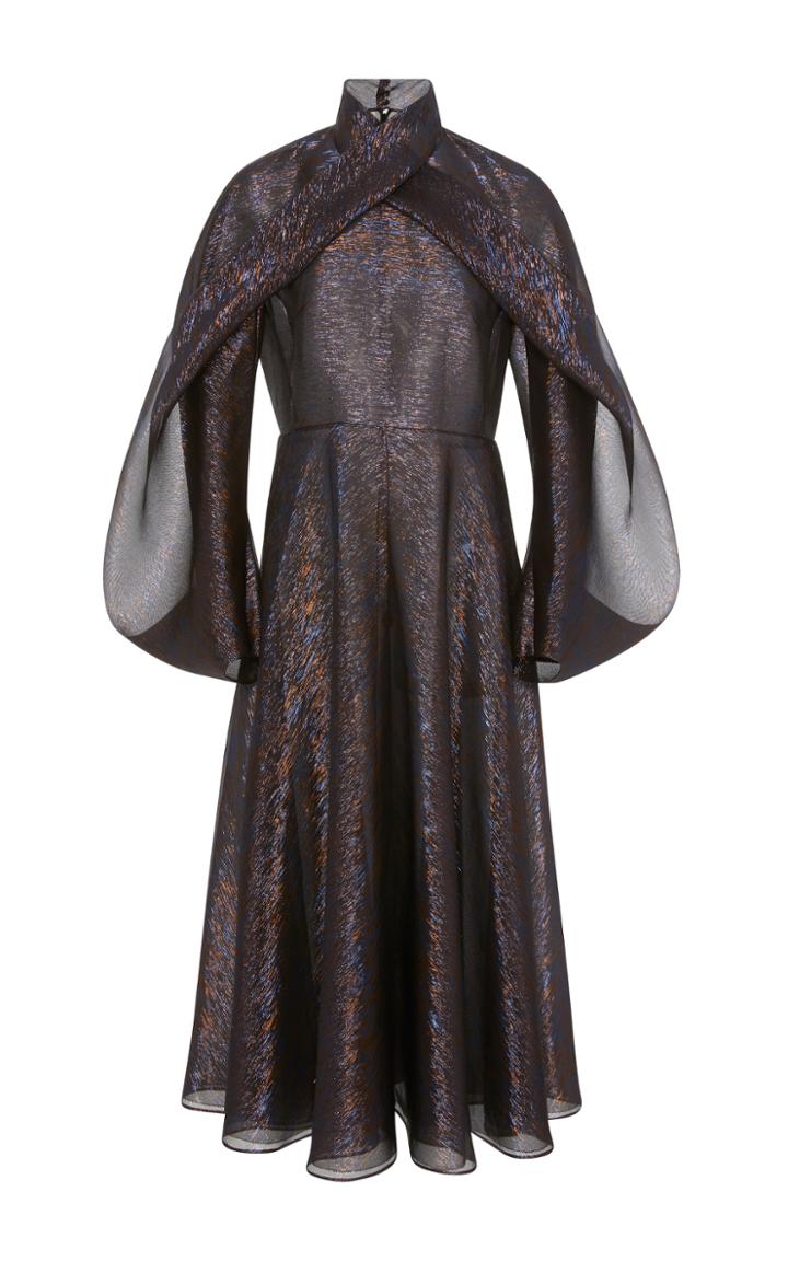 Delpozo Long Sleeve Wrap Front Dress