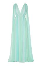 Prabal Gurung Deep-v Silk Pliss Gown