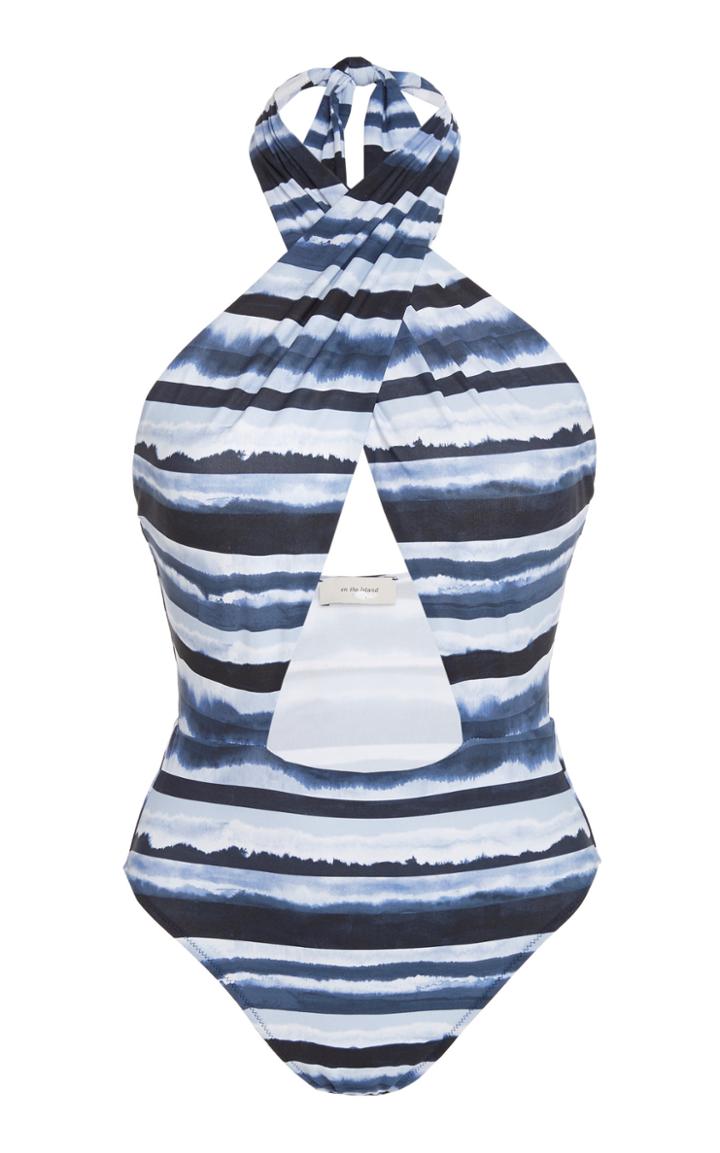 On The Island Gialos Printed Halter Cutout Swimsuit
