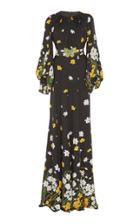 Andrew Gn Crystal-embellished Floral-print Silk Gown