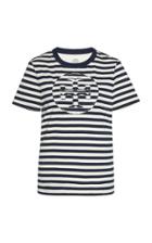Moda Operandi Tory Burch Striped Logo Cotton T-shirt Size: Xxs