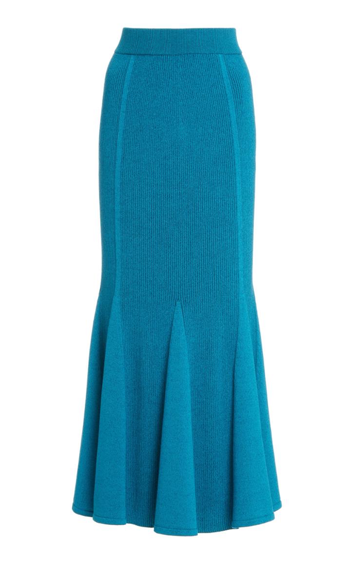 Moda Operandi Carolina Herrera Plaited Ribbed Knit Flare Skirt