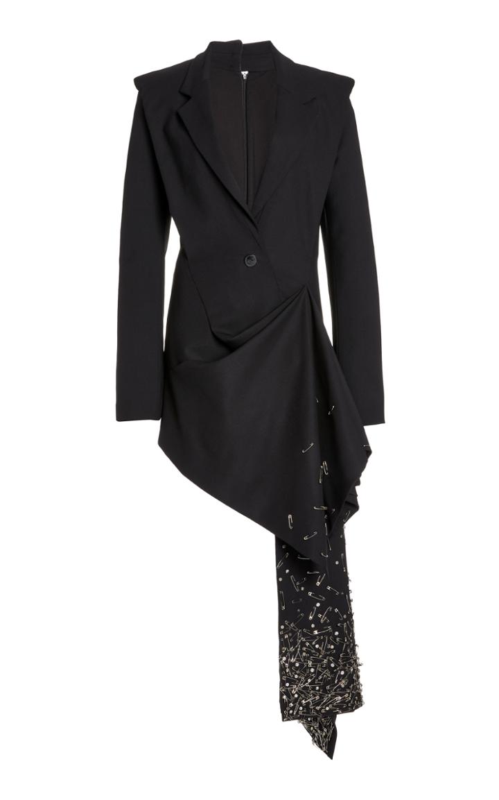 Moda Operandi Monse Power Shoulder Embellished Wool-blend Dress