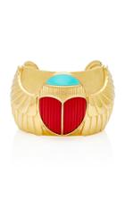 Aurlie Bidermann Elvira Scarab Cuff With Blue Enamel And Coral Resin