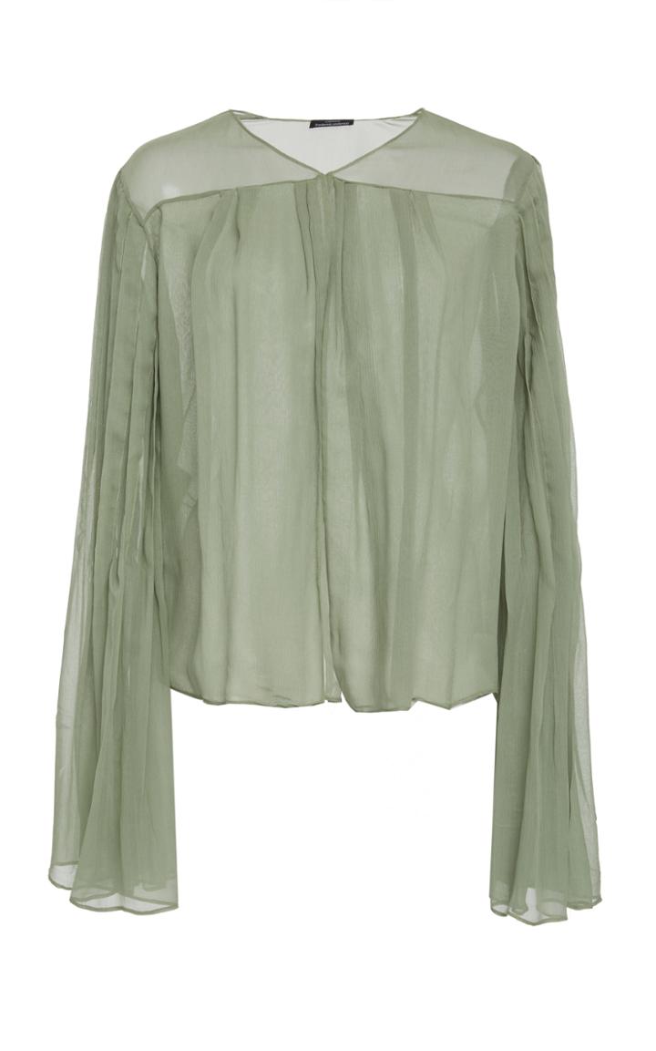 Frederick Anderson Chiffon Pleat Wrap Top