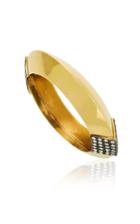Fred Leighton Antique 18k Yellow Gold And Diamond Sculptural Bangle Bracelet