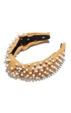 Lele Sadoughi Pearl-embellished Faux Leather Knotted Headband