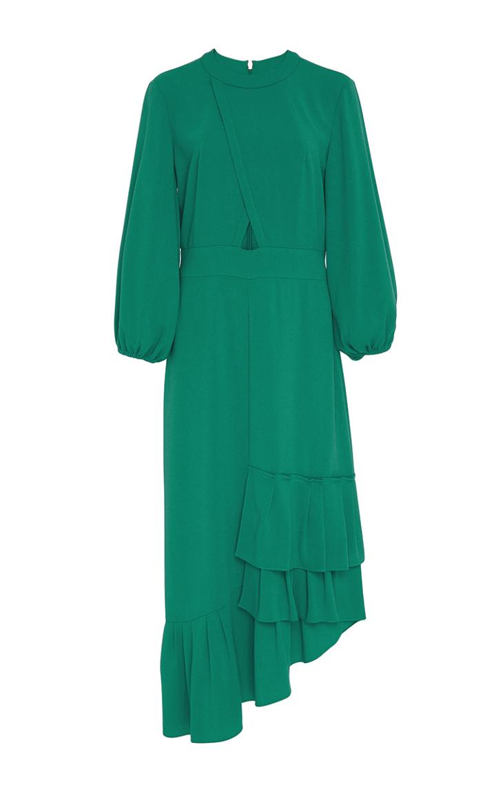 Tibi Ruffled Asymmetric Crepe Dress
