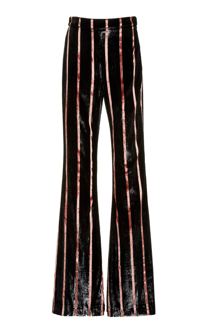 Moda Operandi Christian Siriano Striped Velvet Flare Trousers