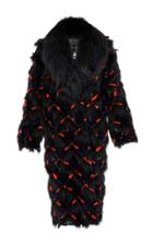 Versace Mink And Fox Fur Check Pattern Coat