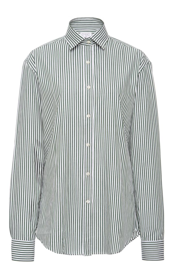 Stella Jean Indianapolis Green Striped Boyfriend Shirt