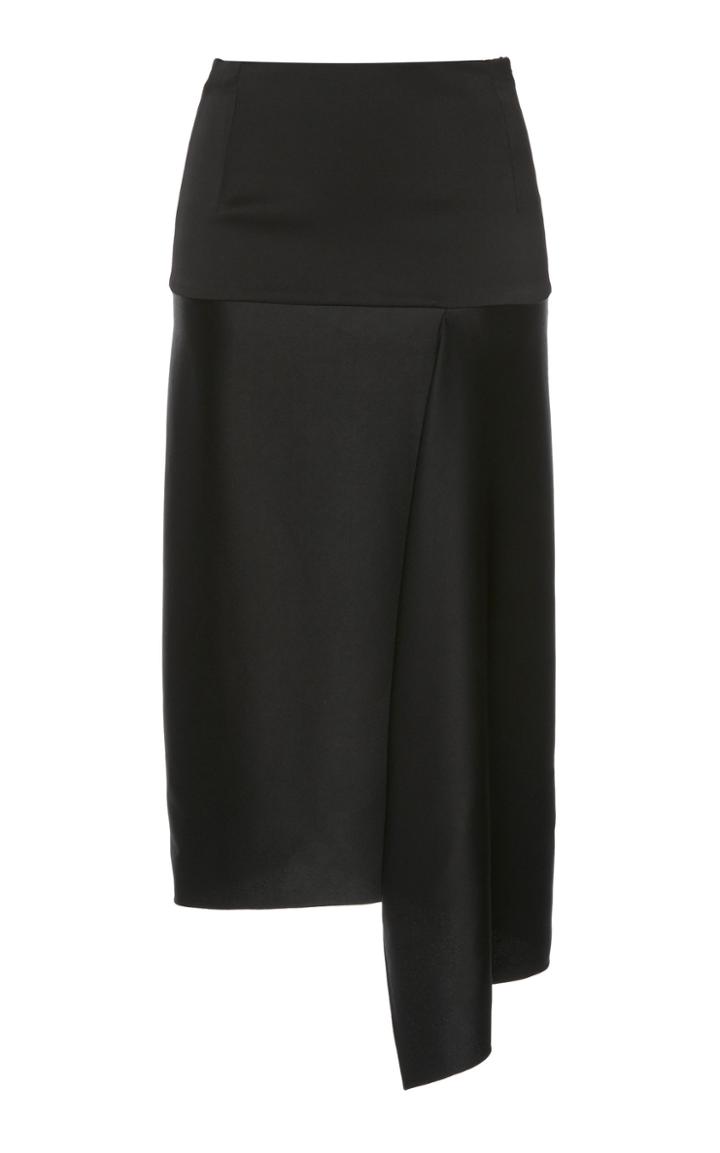 Atlein Long Tailored Satin Crepe Draped Skirt